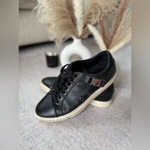 Versace Men’s Leather Low-Top Sneakers (Black with Medusa Hardware)